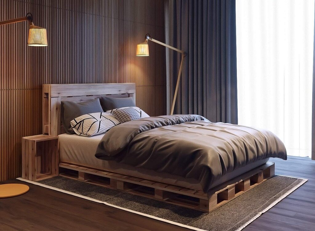 A bed on pallets