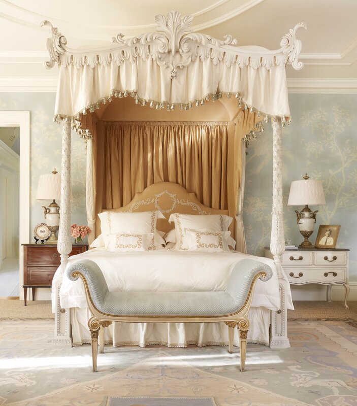 Bed with columns and a canopy