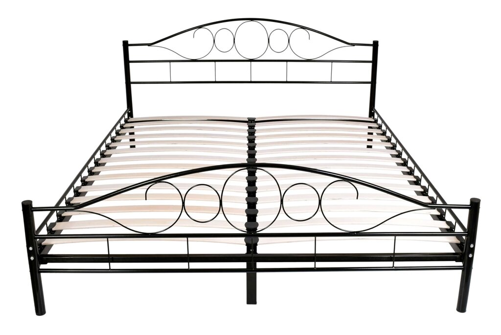 Bed with a metal frame