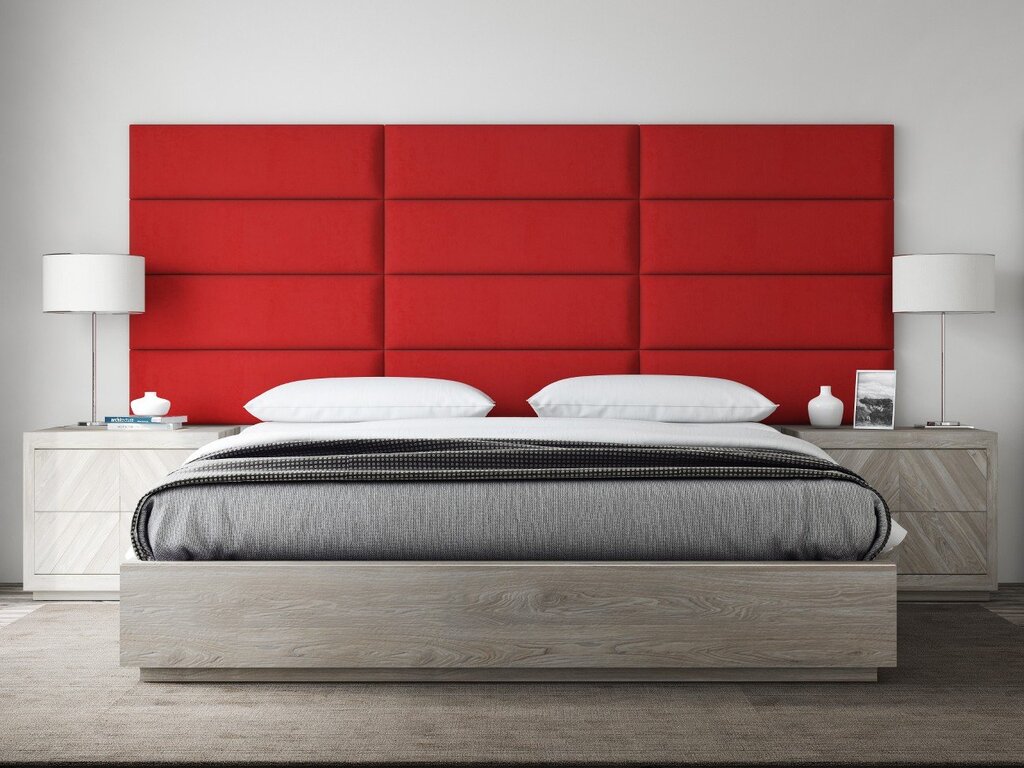 Bed with a wide headboard