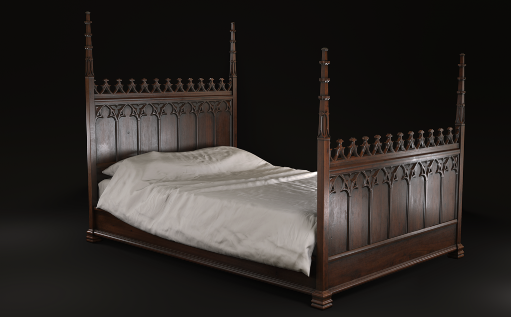 A bed in the Gothic style