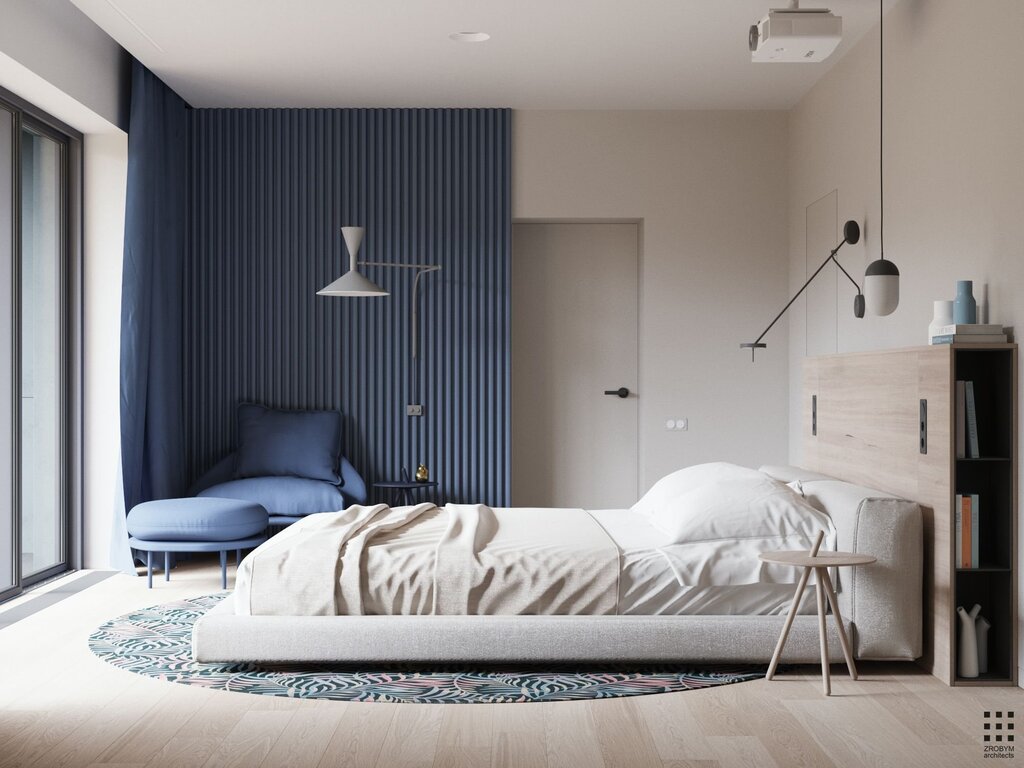 A bed in minimalist style