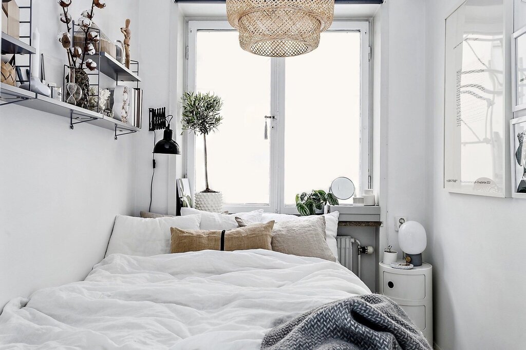 A bed in Scandinavian style