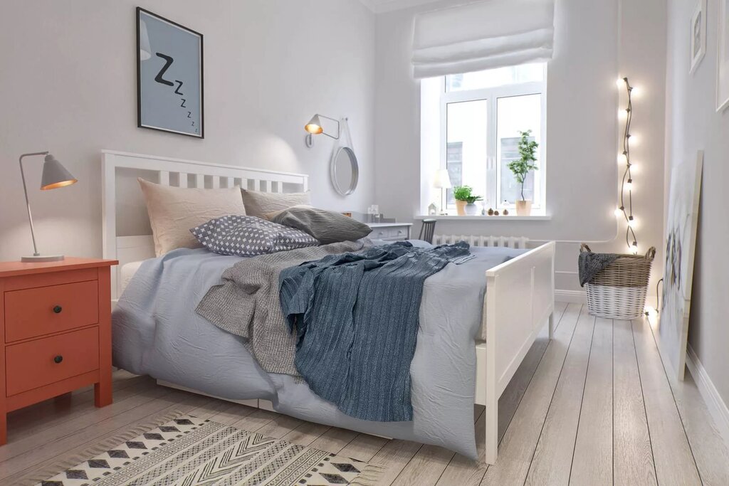 A Scandinavian-style bed on legs