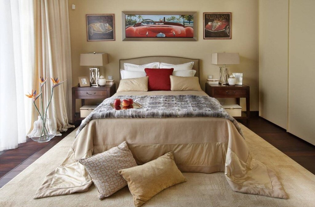 Bed in the bedroom according to Feng Shui