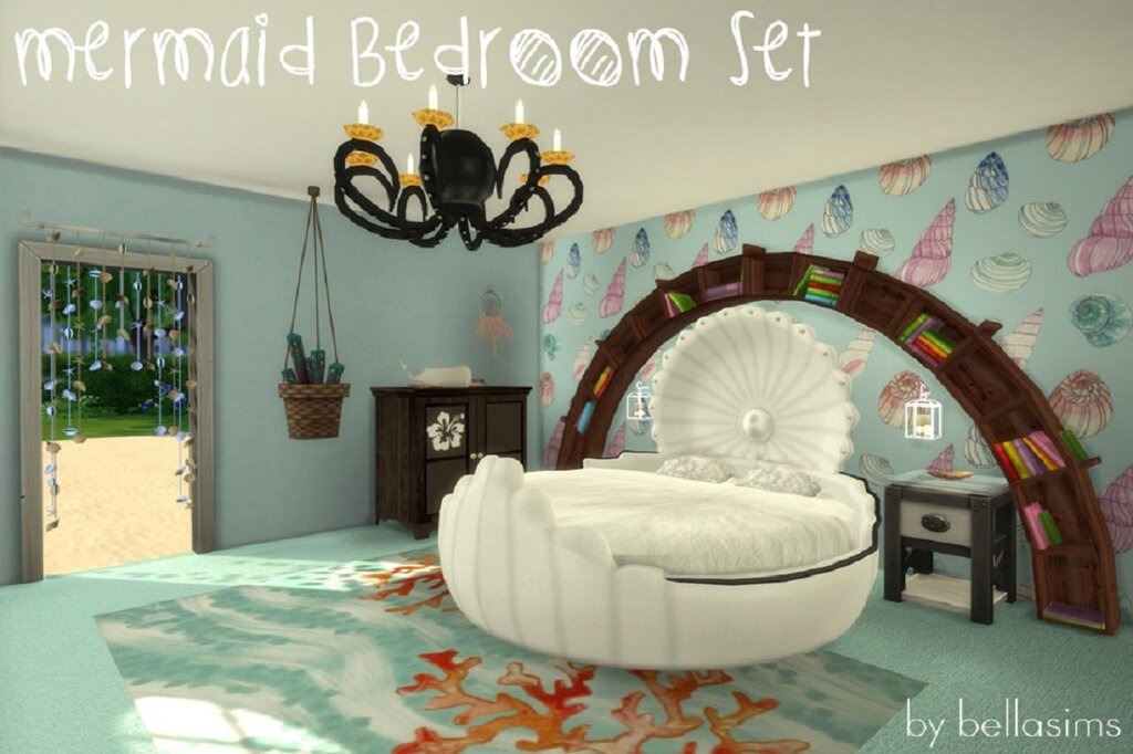 A bed in the shape of a shell