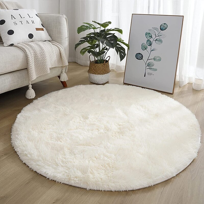 Round fluffy rug 26 фото