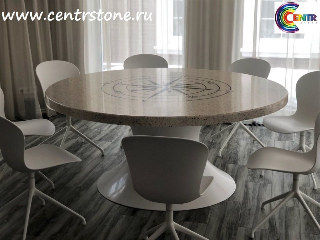 A round table made of artificial stone