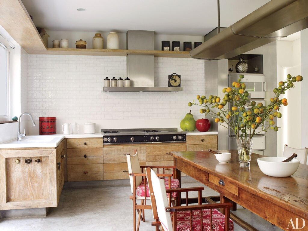 Kitchens without wall cabinets with a tall cabinet