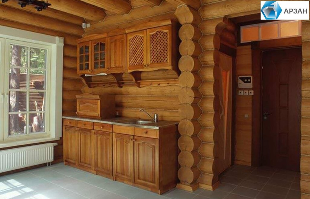 Kitchens for a log wooden house