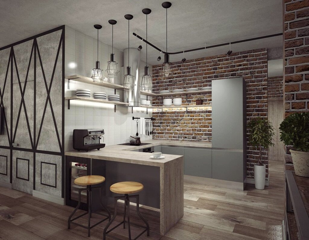 Loft kitchens in the interior