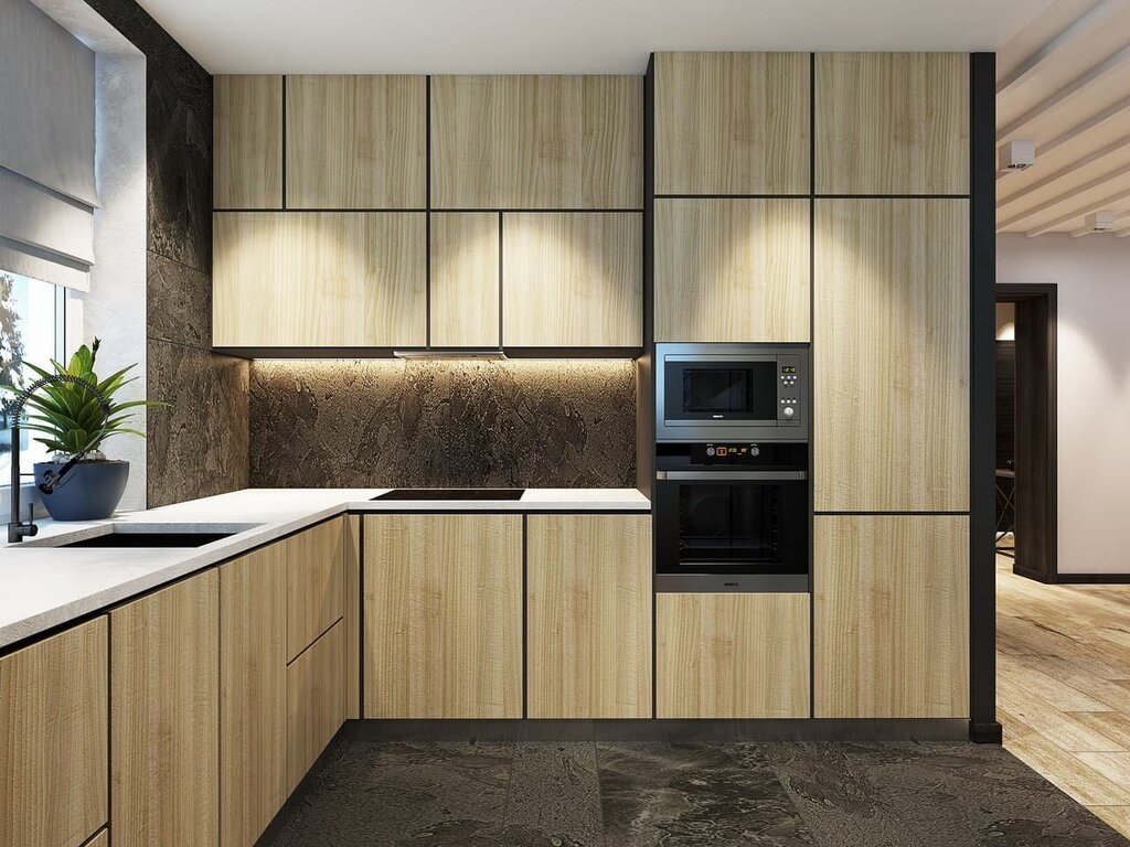 Kitchens with chipboard fronts 44 фото