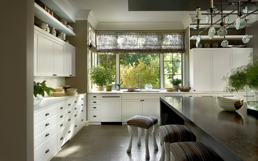 Kitchens with a window in a modern style