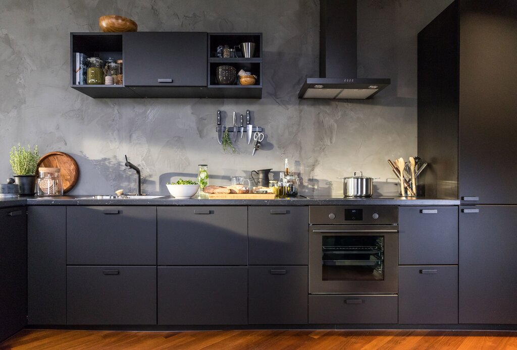 Anthracite kitchen in the interior