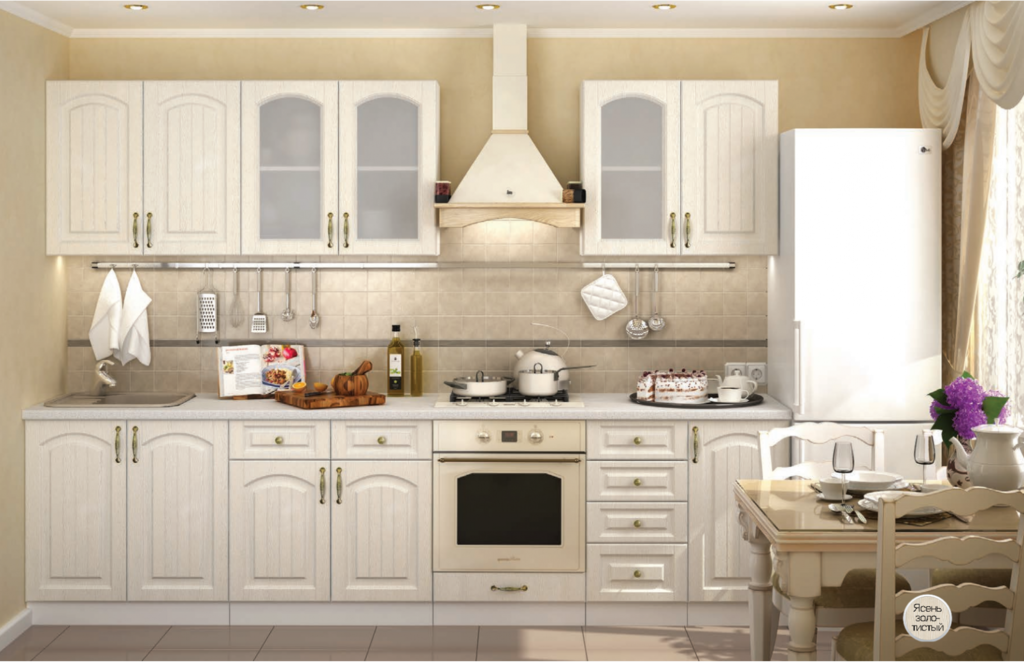 Whitewashed oak kitchen in the interior