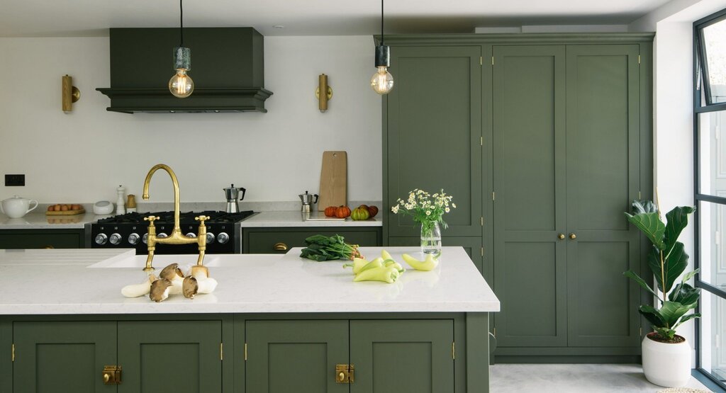 Swamp-colored kitchen