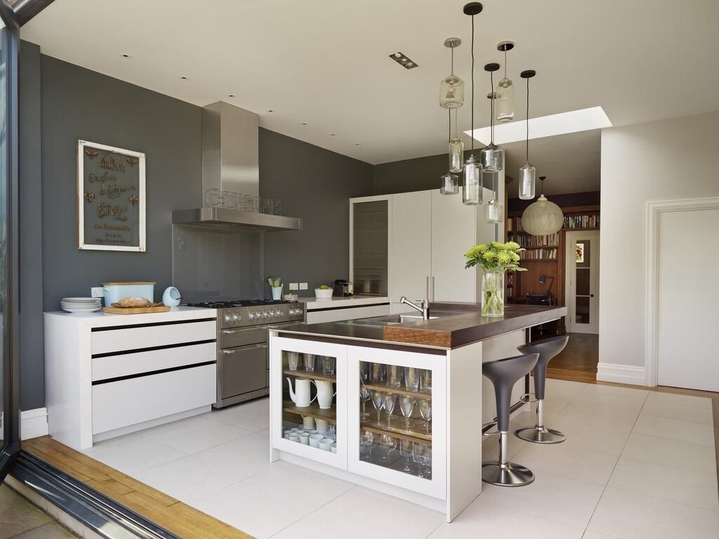 Kitchen living room with an island