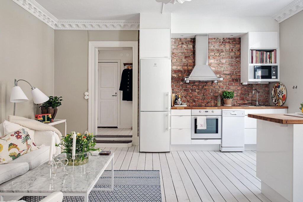 Kitchen living room in a small apartment