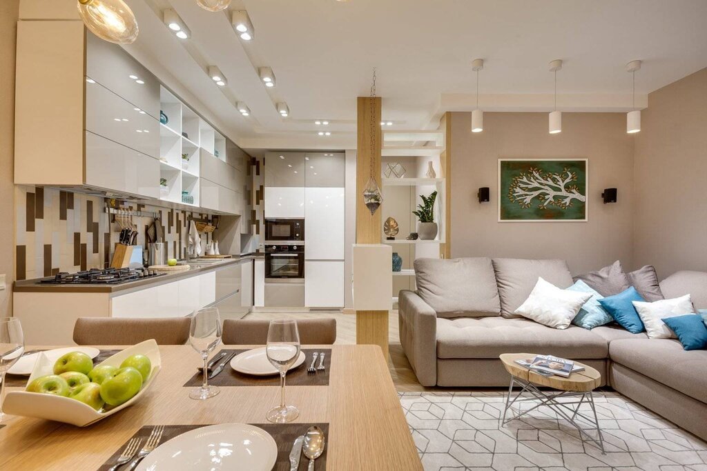 Kitchen and living room in one space