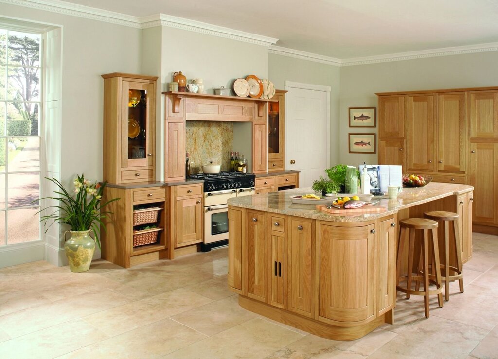 A kitchen made of solid oak