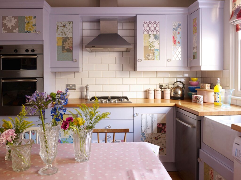 Lavender-colored kitchen