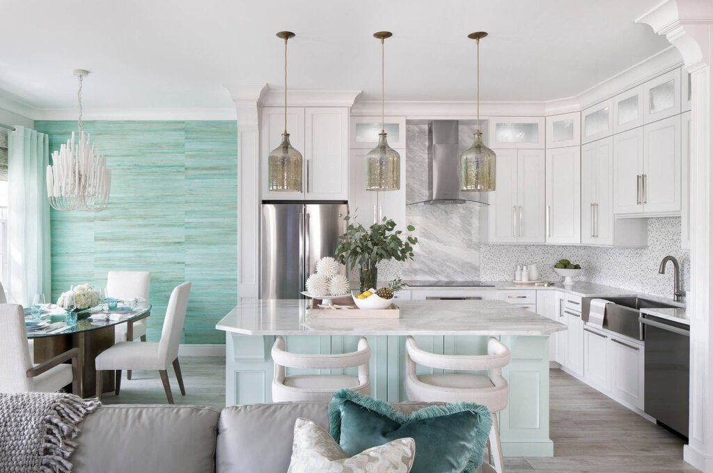 Mint-colored kitchen