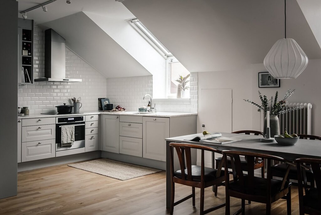 The kitchen on the attic floor