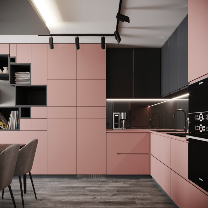 Dusty pink kitchen