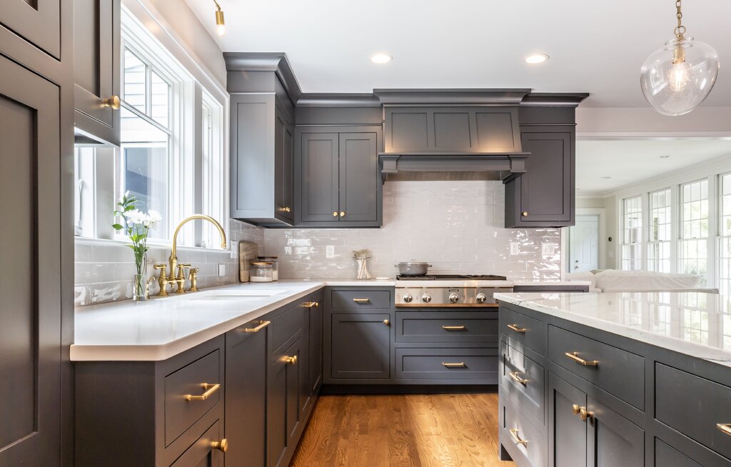 Kitchen with a brown countertop