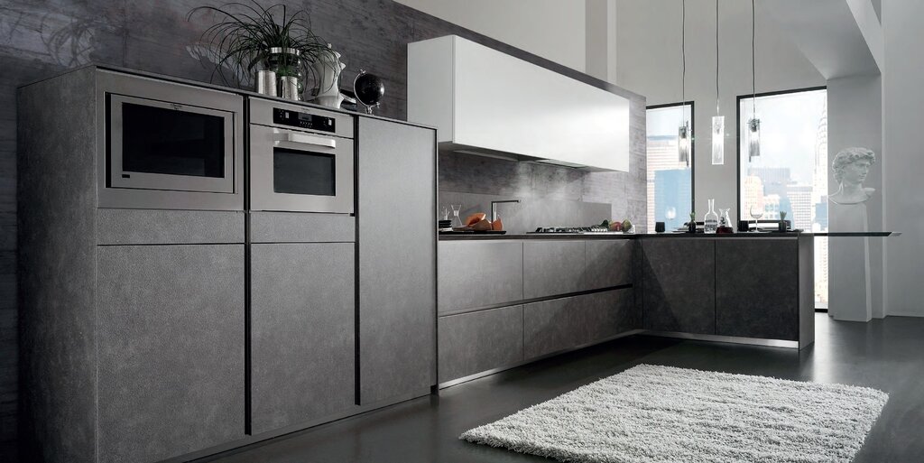 Gray concrete kitchen