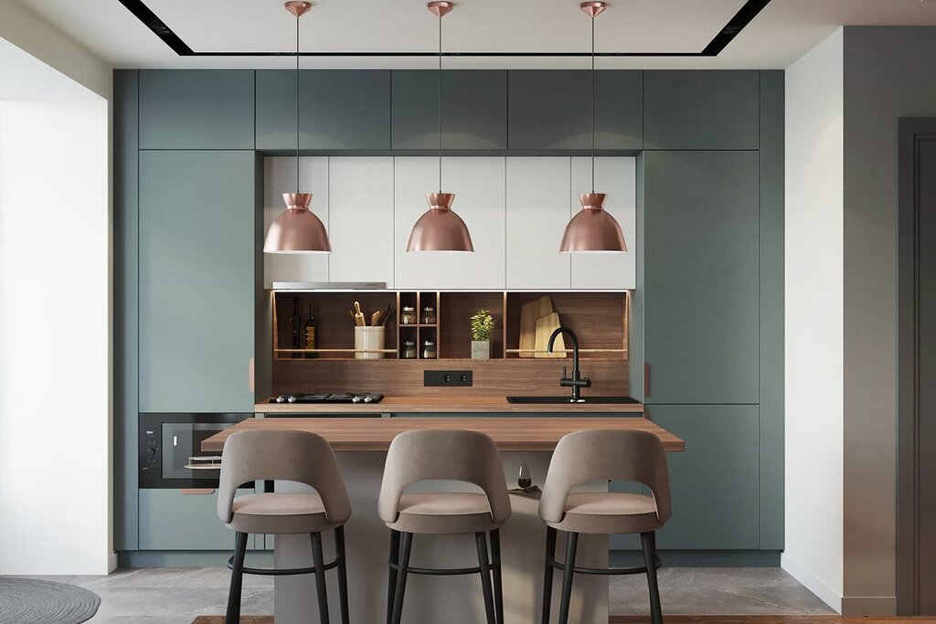 Kitchen with glass mezzanines