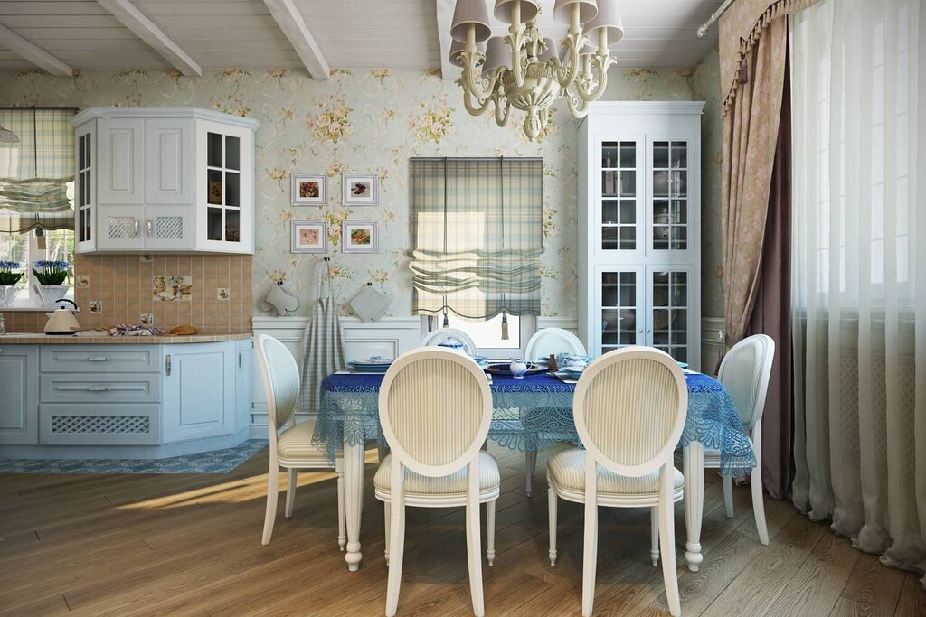 Provence-style kitchen-dining room