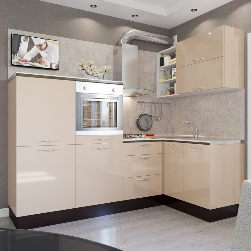 Cappuccino-colored kitchen in the interior