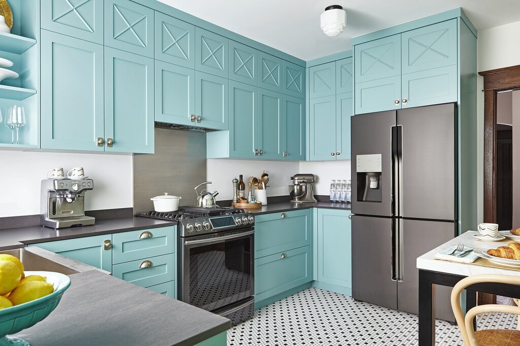 Sea wave colored kitchen