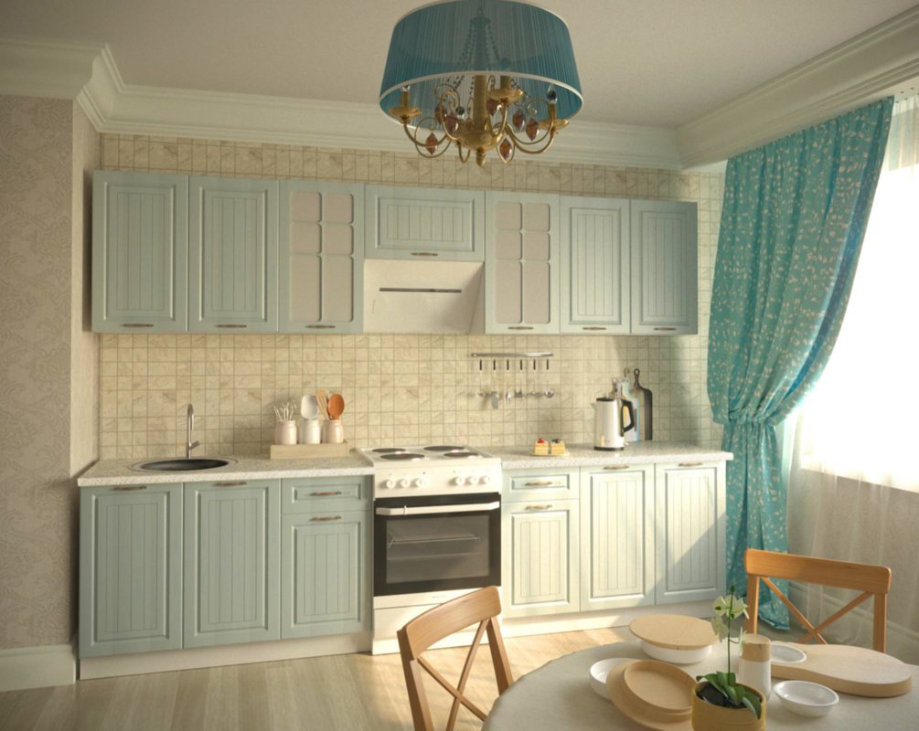 Sage-colored kitchen