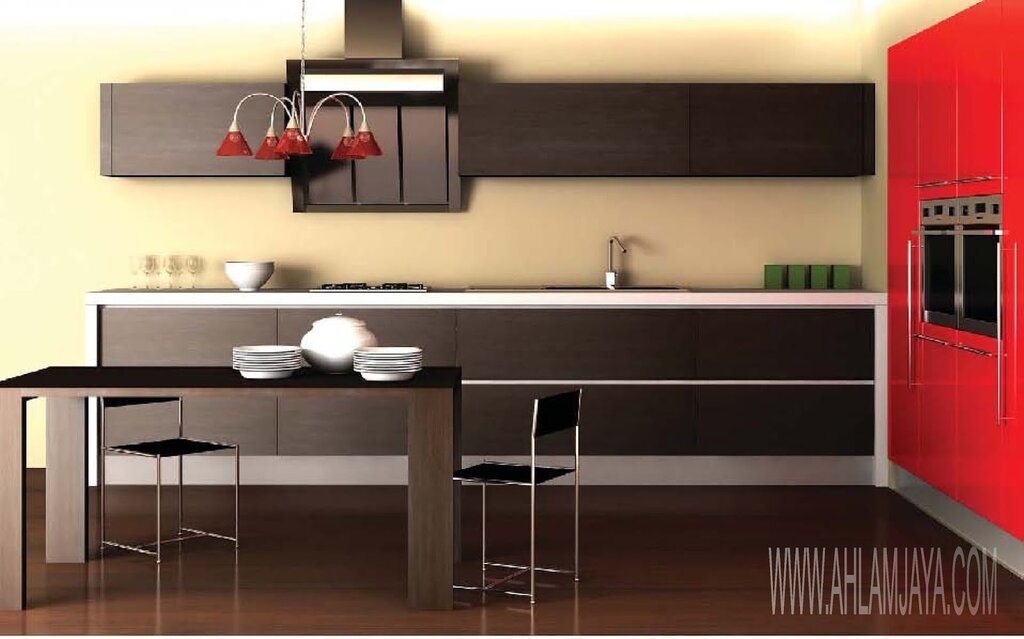 Wenge-colored kitchen in the interior