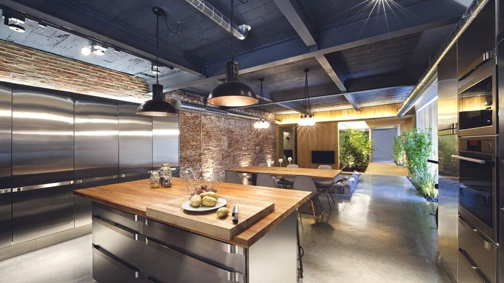 A kitchen in a concrete style