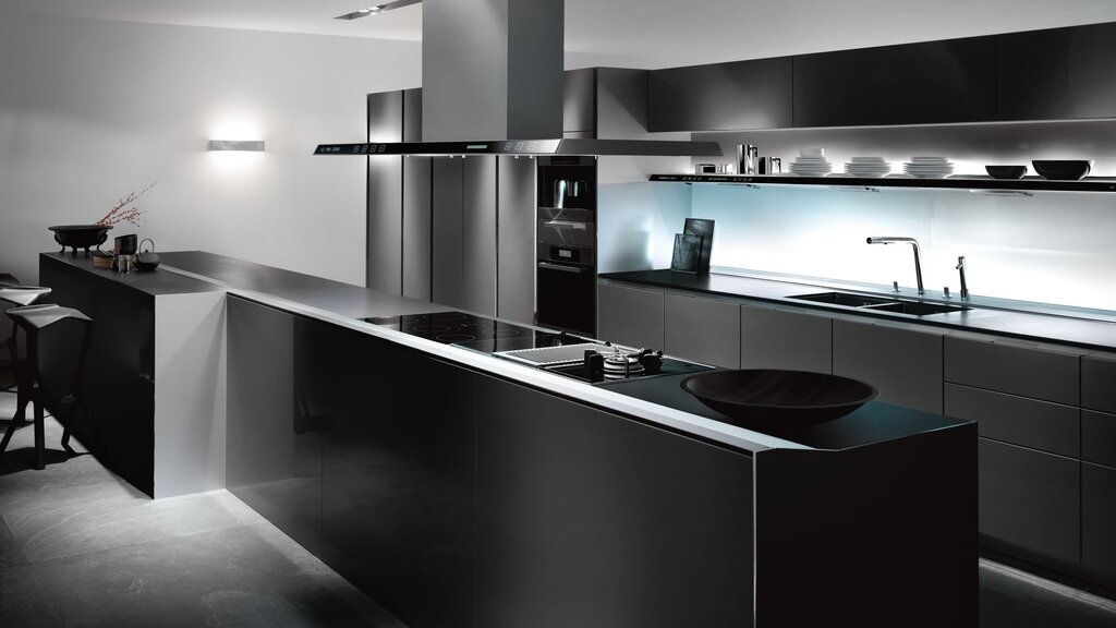 A kitchen in black style