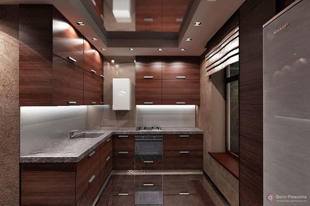 The kitchen in brown tones