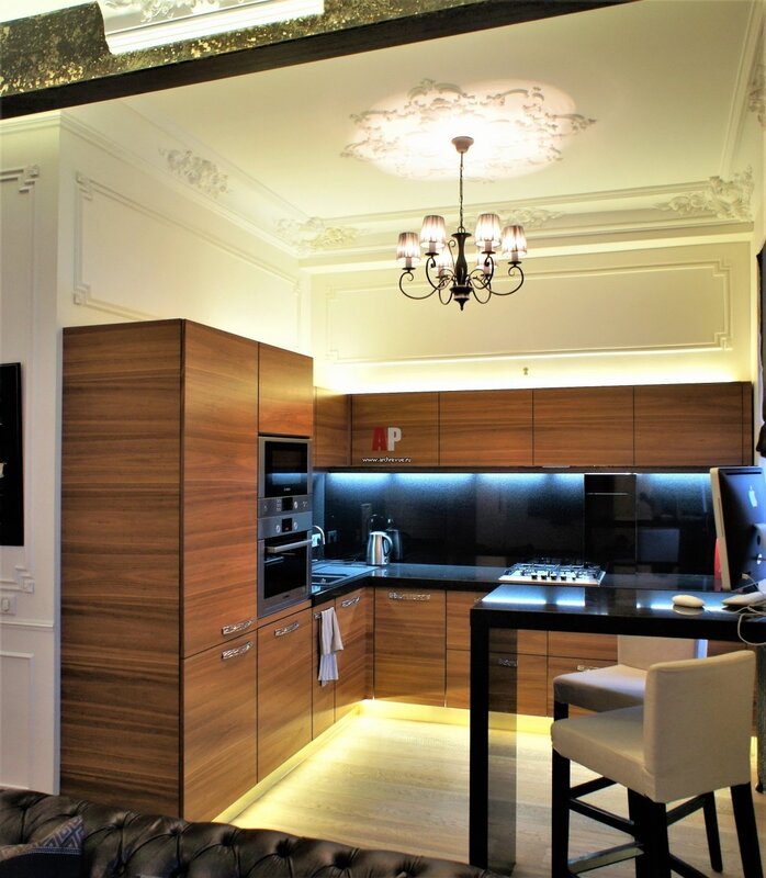 Kitchen in the niche of the living room