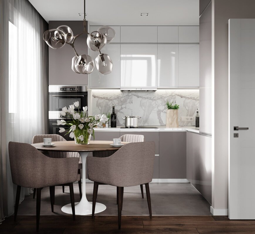 A kitchen in gray style