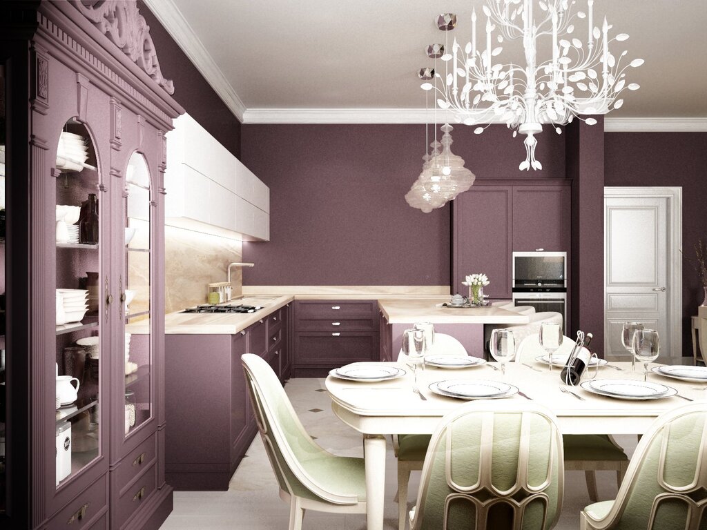 A kitchen in a neoclassical style