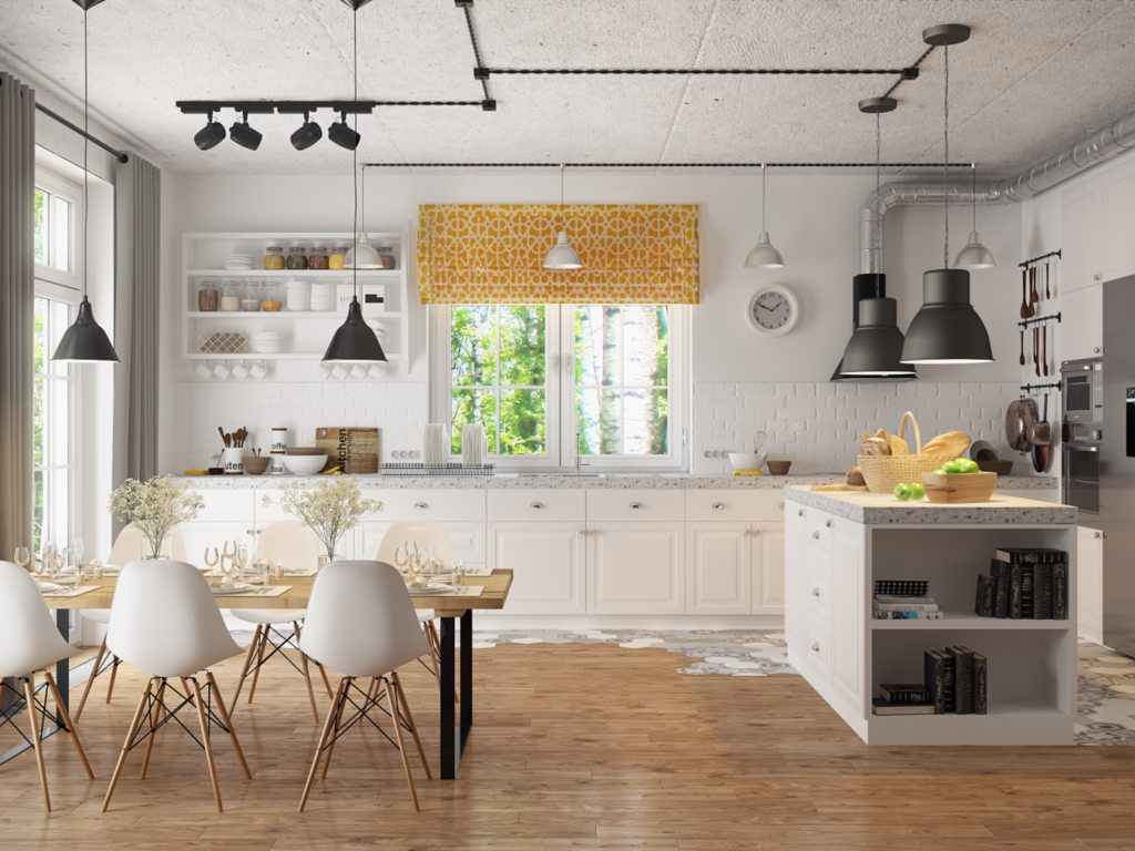 Kitchen in Scandinavian loft style