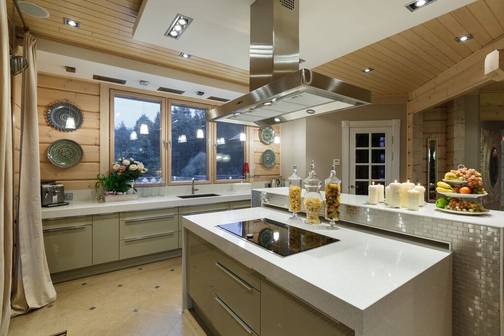 A kitchen in a country house with a window