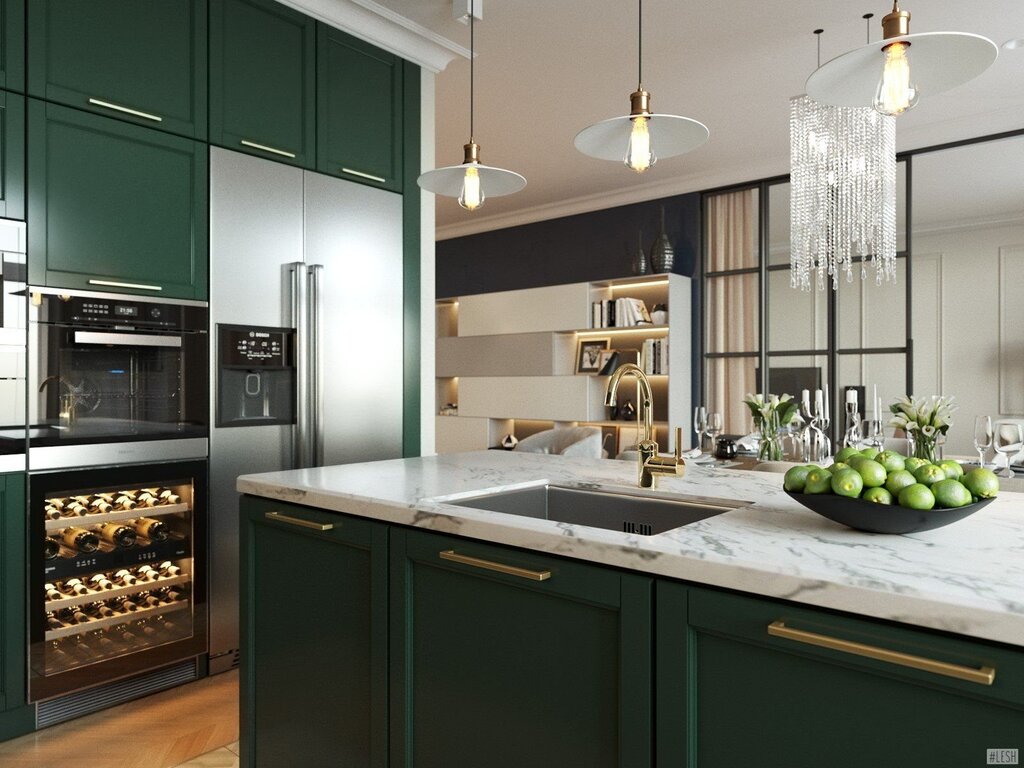 Green-colored kitchen