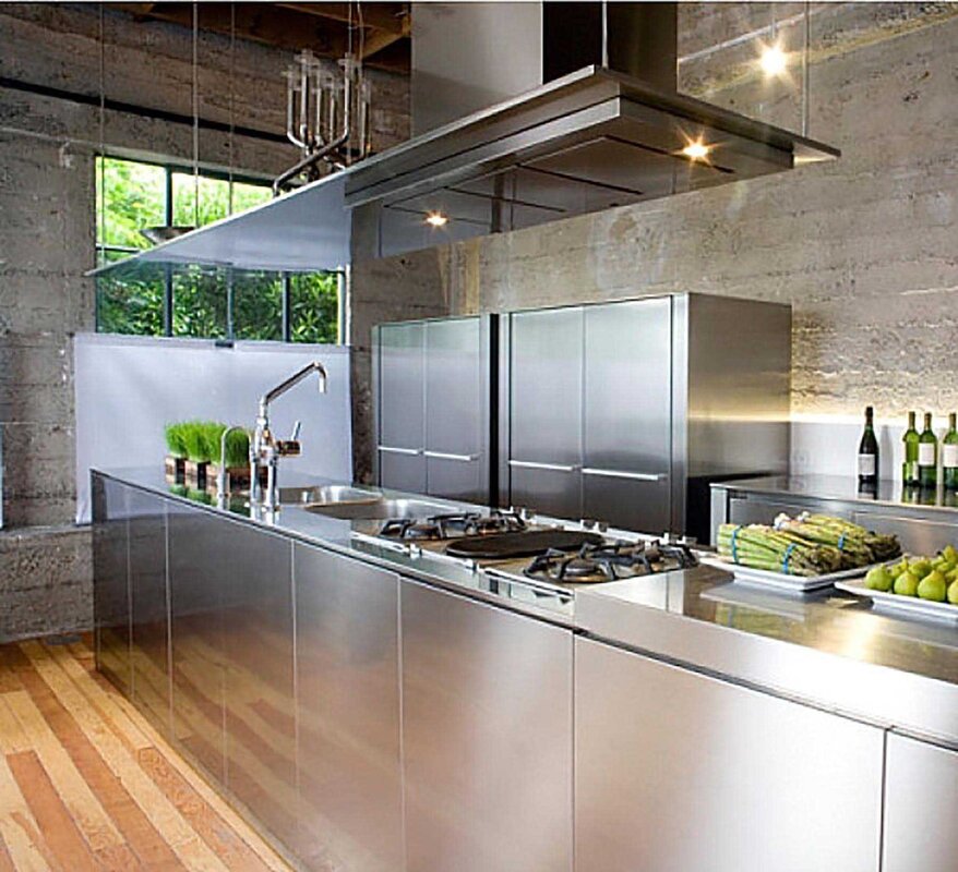 Stainless steel kitchen backsplash