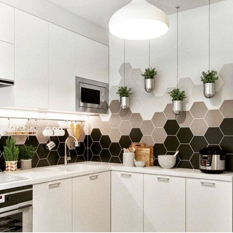 A kitchen backsplash covering the entire wall