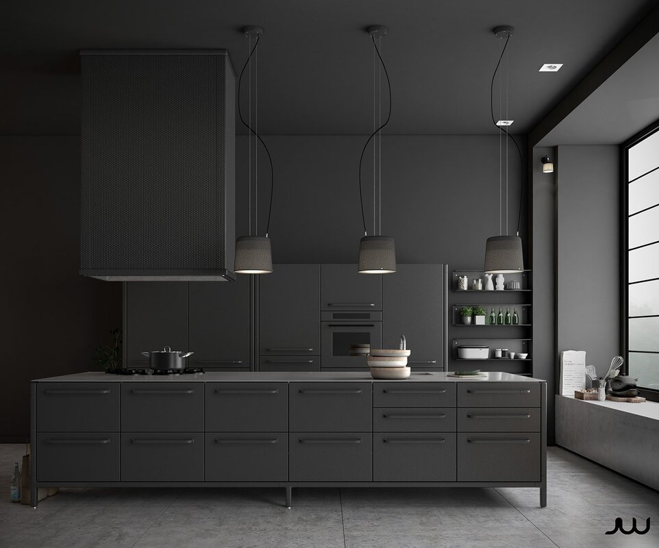 Black kitchen set