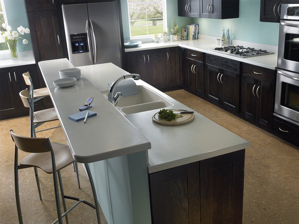 A kitchen table made of artificial stone