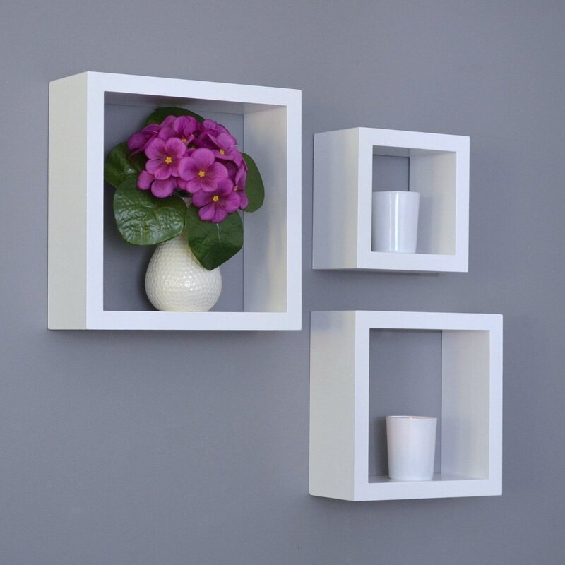 Square shelves on the wall